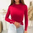thumbnail image 3 of Scyoekwg Sweaters for Women Knitted Sweater Fall Winter Clothes Solid Color Crewneck Sweater Warm Casual Long Sleeve Pullover Sweaters(Red,L), 3 of 5