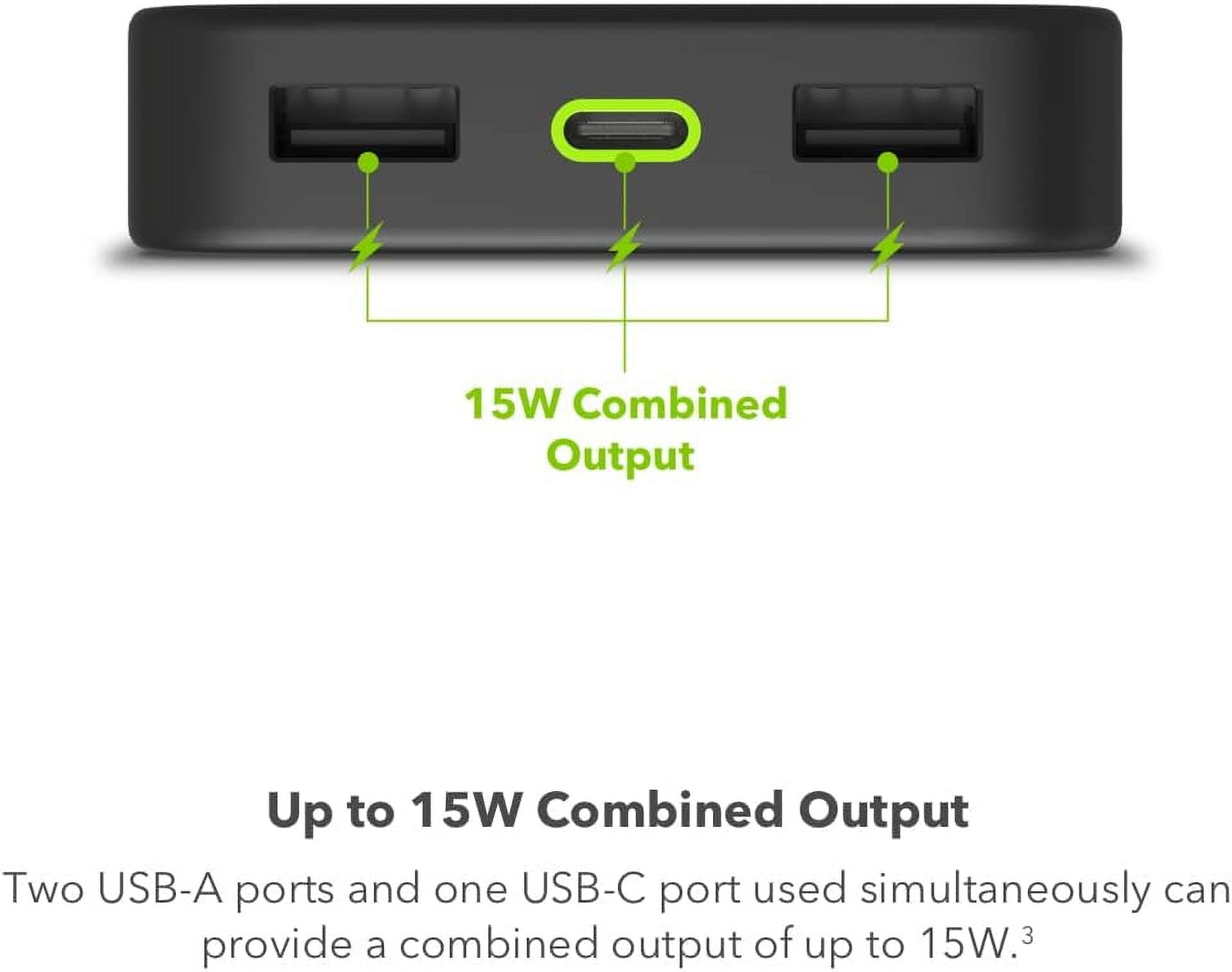 mophie Powerstation 2023 with PD Power Bank - 10 000 mAh Large Internal Battery (2) USB-A Port and (1) 20W USB-C PD Fast Charging Input/Output Port Travel-Friendly