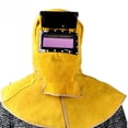 thumbnail image 1 of Máscara de soldadura de piel de vaca exclusiva, soldadura de tuberías, soldadura por arco de argón, sombrero protector, máscara de soldadura con atenuación automática, 1 of 5