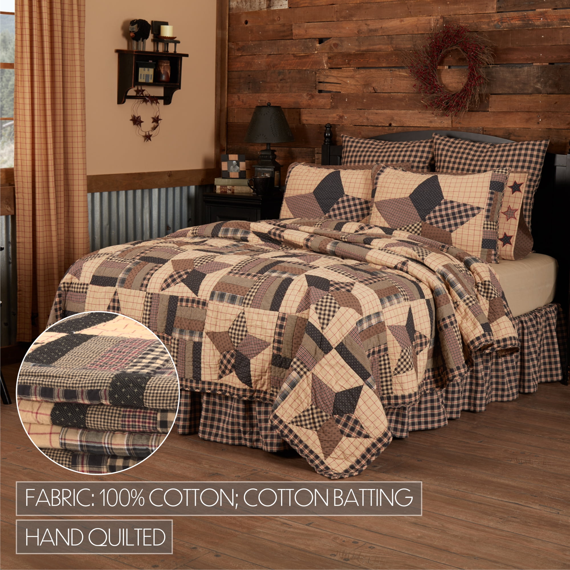 VHC Brands 9374 94 x 94 in. Bingham Star Queen Quilt