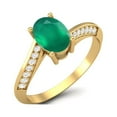 thumbnail image 2 of 1.56 Cts Oval Green Onyx 925 Sterling Silver Gold Vermeil Solitaire Accent Woman Halo Valentines Day Gifts Ring, 2 of 4