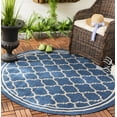 thumbnail image 3 of SAFAVIEH Courtyard Alina Geometric Quatrefoil Indoor/Outdoor Area Rug, Navy/Beige, 5'3" x 5'3" Round, 3 of 9
