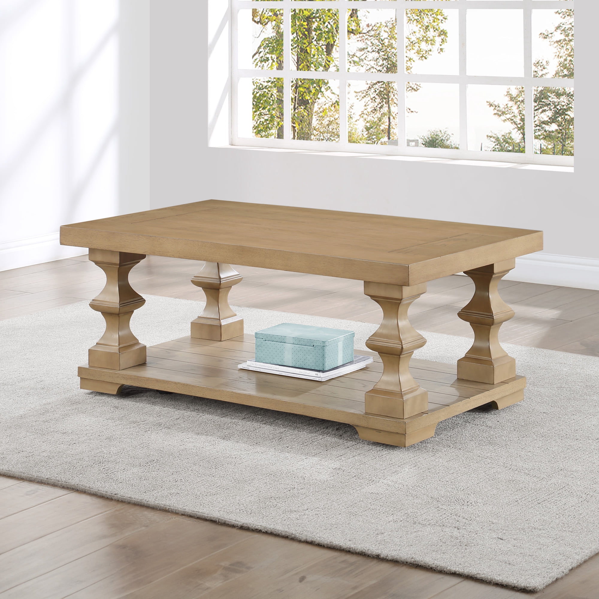 Steve Silver Co. Storage Hand-stained Oak Veneers Coffee Table, Sand