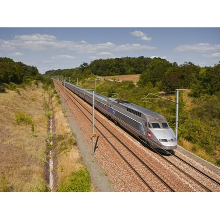 A Tgv Train Speeds Through the French Countryside Near to Tours, Indre-Et-Loire, Centre, France, Eu Print Wall Art By Julian