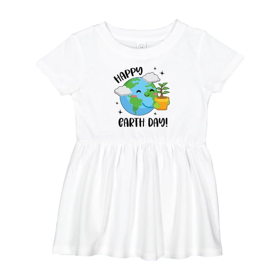 Inktastic Happy Earth Day Cute Smiling Planet Earth with Tree Girls Baby Dress