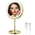 thumbnail image 1 of AMZTOLIFE Gold Makup Mirror with Lights, 10X Magnifying Lighted Vanity Mirror, 8 Inches 360 Swivel Two-Sided Tabletop Mirror Go, 1 of 5