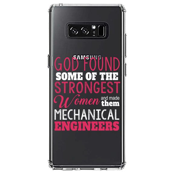 DistinctInk Clear Shockproof Hybrid Case for Samsung Galaxy Note 8 - TPU Bumper Acrylic Back Tempered Glass Screen Protector - Strongest Women are Mechanical Engineers