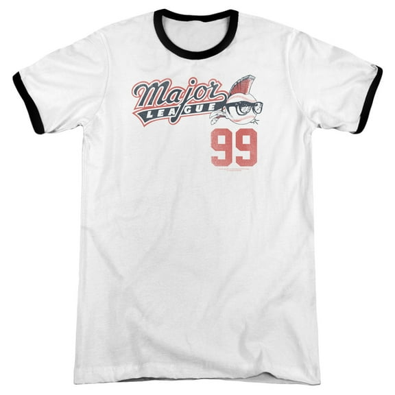 Major League 99 Adult Ringer T-Shirt White Black