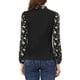 thumbnail image 3 of Blusa Floral de Manga Larga con Panel Contrastante para Mujeres INSPIRE CHIC Negra M, 3 of 5