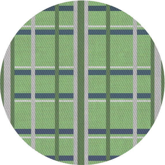 Ahgly Company Machine Washable Indoor Round Transitional Light Green Area Rugs, 5' Round