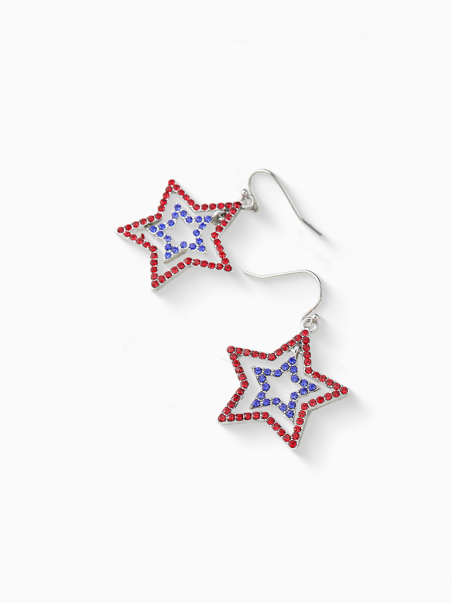 Way to Celebrate Americana Patriotic Crystal Star Earrings