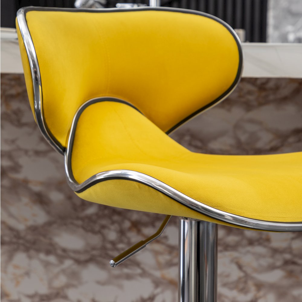Roundhill Furniture Masaccio Bar Stool with Adjustable Height & Swivel, Yellow, Set of 2