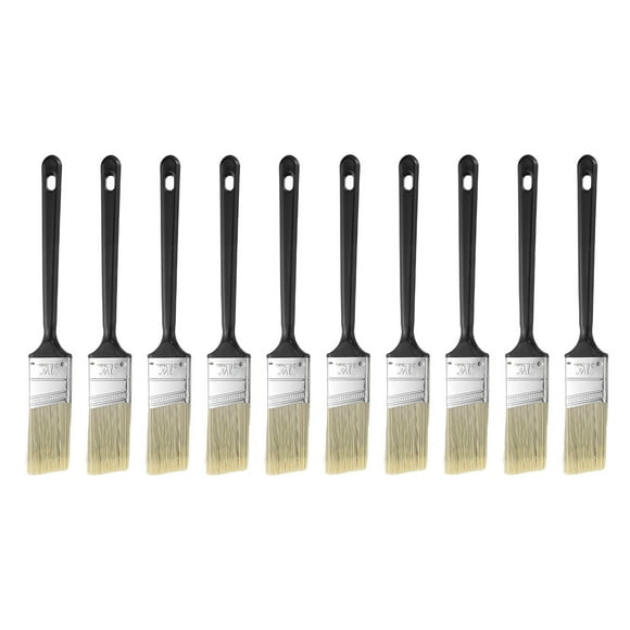 Uxcell 10pcs Angle Paint Brush 1.5" Plastic Grip Synthetic Bristle Paintbrushes for Wall Cabinet Decks Fences Painting