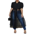 thumbnail image 2 of Robe Style Chemise pour Femmes Manches Courtes Couleur Unie Col Rabattu Patchwork Taille Robe Décontractée Simple une-Pièce Vêtements, 2 of 5