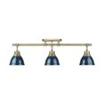 thumbnail image 1 of Duncan 3-Light Semi-Flush - Track Light in Aged Brass with Matte Navy, 1 of 1