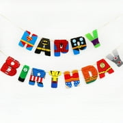 Avengers Superhero Birthday Flag, Spider-Man Thor Hulk Paper Banner