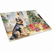 Brussels Griffon Cozy Christmas Glass Cutting Board Large 12 in x 15 in