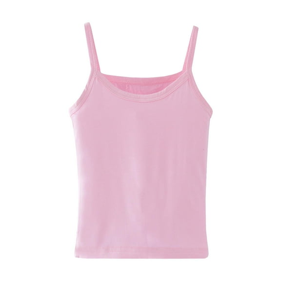 Tdoqot Girls Halter Tank Tops- Sleeveless Cotton Casual Soft Kids Summer Shirts Pink Size 6-7T
