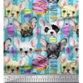 thumbnail image 1 of Soimoi Cotton Duck Fabric Stripe,Donut & Puppies Face Dog Print Fabric by Yard 42 Inch Wide, 1 of 1