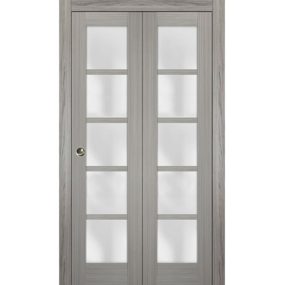 Sliding Closet Bi-fold Doors | Quadro 4002 Grey Ash with Frosted Glass