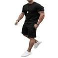 thumbnail image 1 of POINTERTECK 2 Pieces Suit Set Men Round Neck Short Sleeve T-Shirt+ Shorts with Pocket, 1 of 6