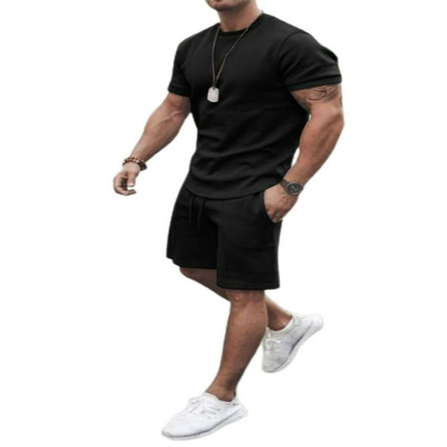 Ensemble de Costume 2 Pcs T-shirt à Manches Courtes + Shorts avec Poche