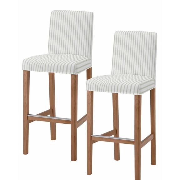 Sage Green Striped Bar Stool Covers Set of 2, Sage Green White Stripes Farmhouse Stretch Washable Bar Chair Covers with Backs, Removable Pub Counter Height Chair Cover for Kitchen Dining Room Cafe