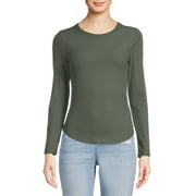 No Boundaries Juniors' Crew Ribbed Long Sleeve Tee