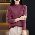thumbnail image 3 of ManxiVoo Women's Ribbed Knit Turtleneck Sweater Long Sleeve Pullover Basic Chic Fall Winter Fashion Top XL Size Purple, 3 of 6
