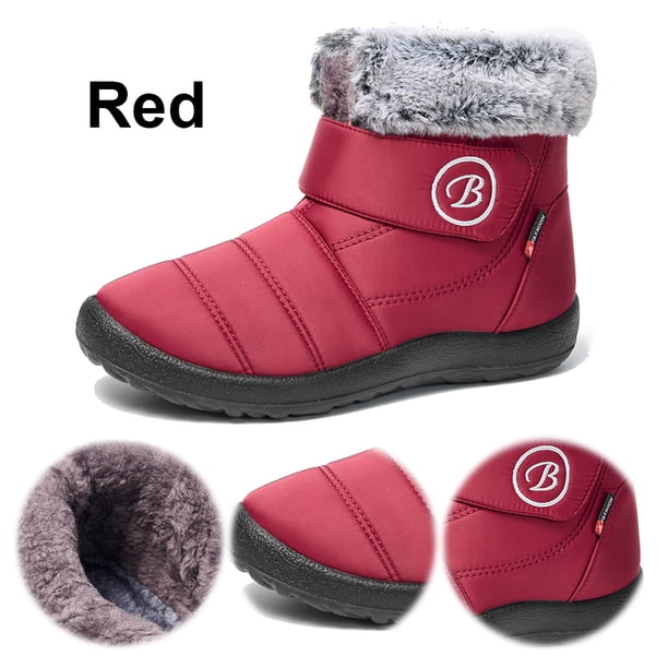 Botas Tobillo Impermeables Sin Cordones Nieve Mujeres Cómodas Y Cálidas Forradas Piel