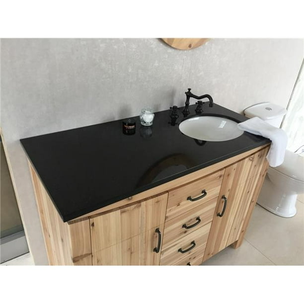 48 in. Single Right Side Sink Vanity Solid Fir Galaxy Natural, Black
