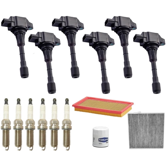 Brightspark 6PC Ignition Coil & Tune-Up Kit for Nissan for Altima 3.5L V6 2007-2013 | for Spark Plugs, Filters, Designed for Optimized Performance