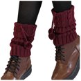thumbnail image 4 of Penkiiy Women Girls Japanese Style Kawaii Crochet Wool Ball Loose Knitted Leg Warmers Knee High Boot Stockings Leg Warmers for Women Wine, 4 of 6