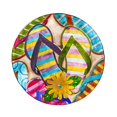 thumbnail image 1 of Evergreen 18" Hand Painted Embossed Glass Bird Bath, Beach Flip Flops, 1 of 9