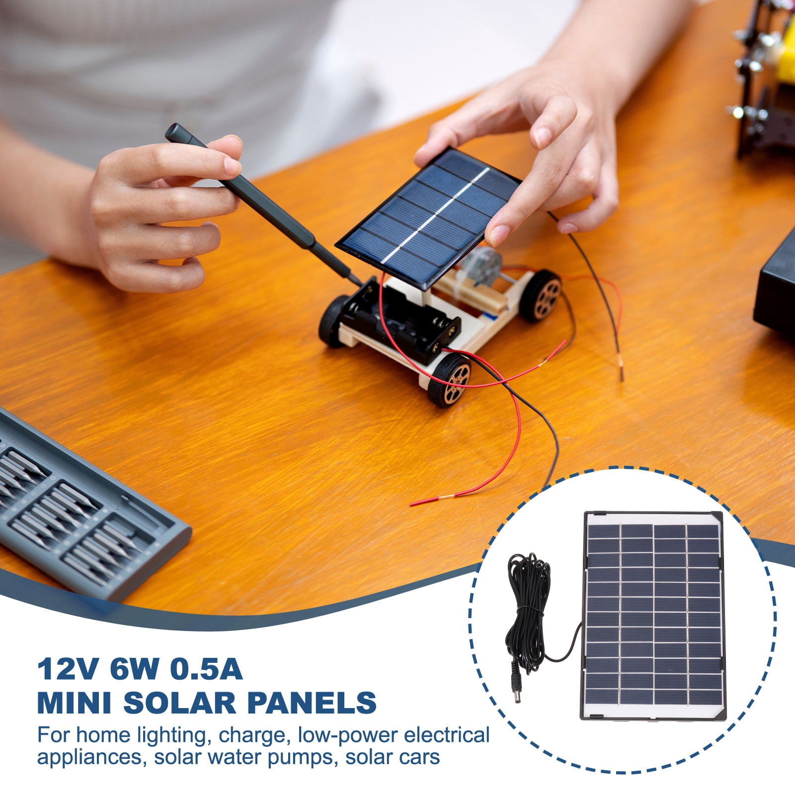 12V 6W 0.5A Solar Panels for Security Camera, 3.2m Wire DC 5521 Output Solar Panel for Charge Home Garden Lamp Street Light