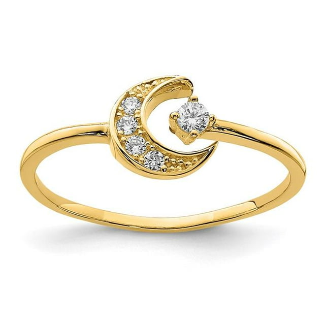Quality Gold K6421 Bague Lune 14K Or Jaune CZ - Taille 7