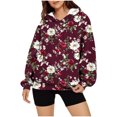 thumbnail image 4 of MaFYtyTPR Women's Printed Hoodies Fashion Ladies Casual Printing Round Neck Pleated Long Sleeve Tops with Pocket, 4 of 5
