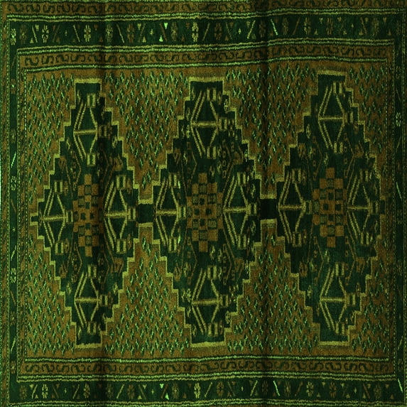 Ahgly Company Indoor Square Persian Green Traditional Area Rugs, 8' Square