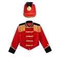 thumbnail image 3 of TiaoBug Kids Circus Ringmaster Performance Outfits Fringe Epaulet Jacket with Majorette Drummer Hat Red-A 10, 3 of 6