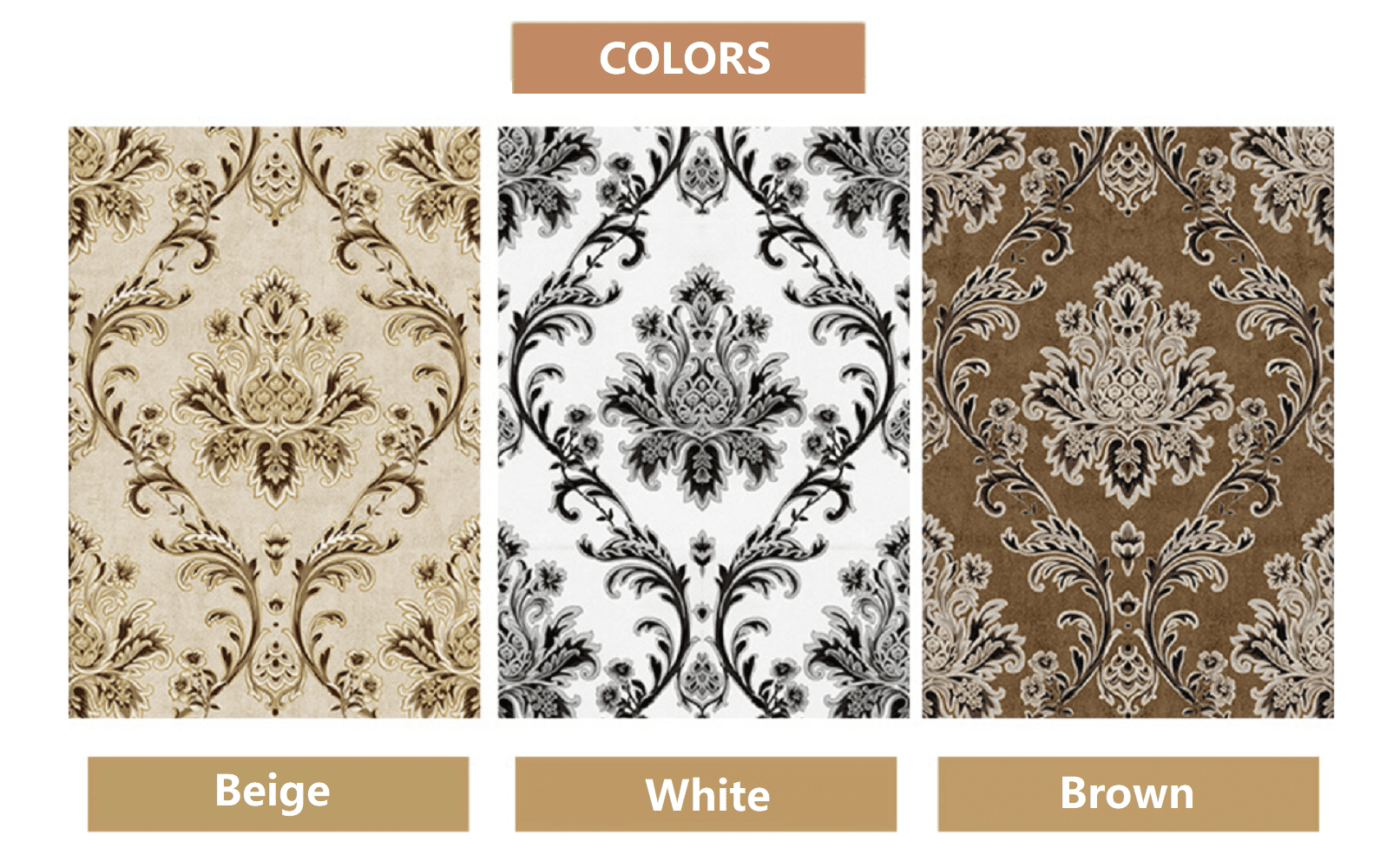 Black/Silver/White/Gray Damask Embossed Textured Thick Wallpaper Roll for Living Room Bedroom Decorative 20.86“ x 32.8'