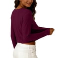 thumbnail image 6 of Wowcloth Women's Solid Color Round Neck Long Sleeve Sporty Top, Cotton Blend for Sports and Daily Wear, 6 of 8