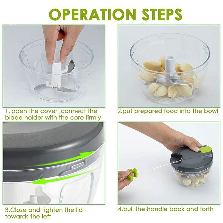 520ml Manual Food Chopper Hand Pull String Vegetable Cutter Onions Garlic  Chopper Portable Food Mincer for
