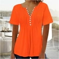 thumbnail image 3 of Womens Fashion Summer Tops 2025 Plus Size Printed V-neck Button Up Short Seeved Top, 3 of 5