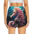 thumbnail image 2 of Lsque Ocean Seahorse Printed Women's Running Shorts with Liner Pockets,Elastic Quick Dry Workout Athletic Gym Yoga Shorts,Womens High Waist Shorts-Large, 2 of 9