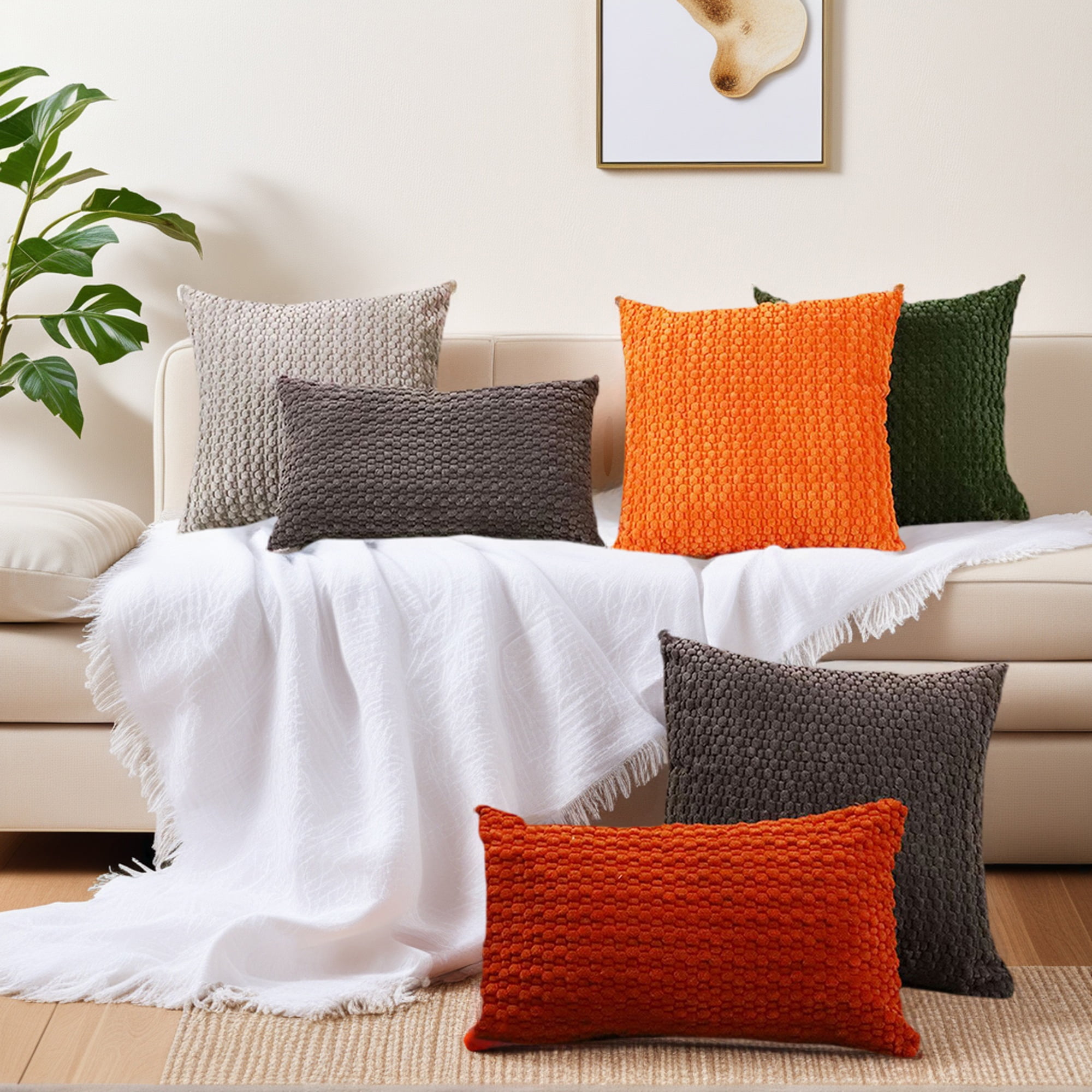 Unique Bargains Corduroy Throw Pillow Covers Set of 2 Dark Brown 16" x 16"