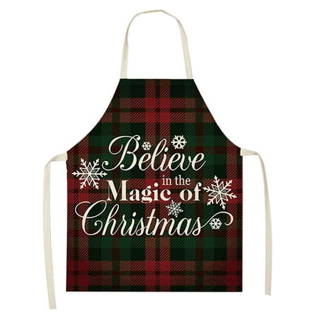 

Sehao 1pc Parent adult the Family Kitchen Christmas Print Linen Family Aprons