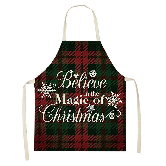 1Pc Parent Adult the Family Kitchen Christmas Print Linen Family Aprons