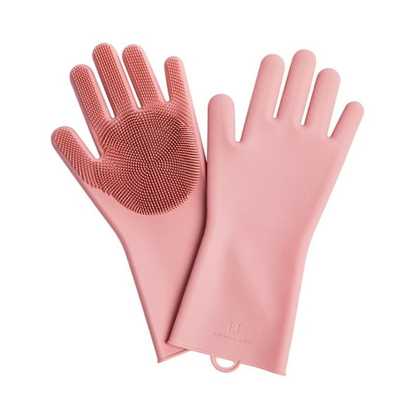 Jordan Judy Durable Silicone Dishwashing Gloves - Jordan Judy Cleaning Gloves in Pink, Dual-Sided Use, Food-Grade Material, High-Temperature and Corrosion Resistant for Kitchen Tasks - 1 Pair