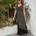 thumbnail image 3 of Black Gold Marble Geometry Vestido Sin Mangas Para Mujer, Traje De, Ropa De Cumpleaños, Verano, 3 of 5