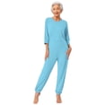 thumbnail image 1 of Runhomal Combinaison Adaptative Anti-Rayures pour Femmes Âgées à Manches Longues Pantalon Long Combinaisons d'Allaitement Vêtements de Nuit Bleu Pâle S, 1 of 5